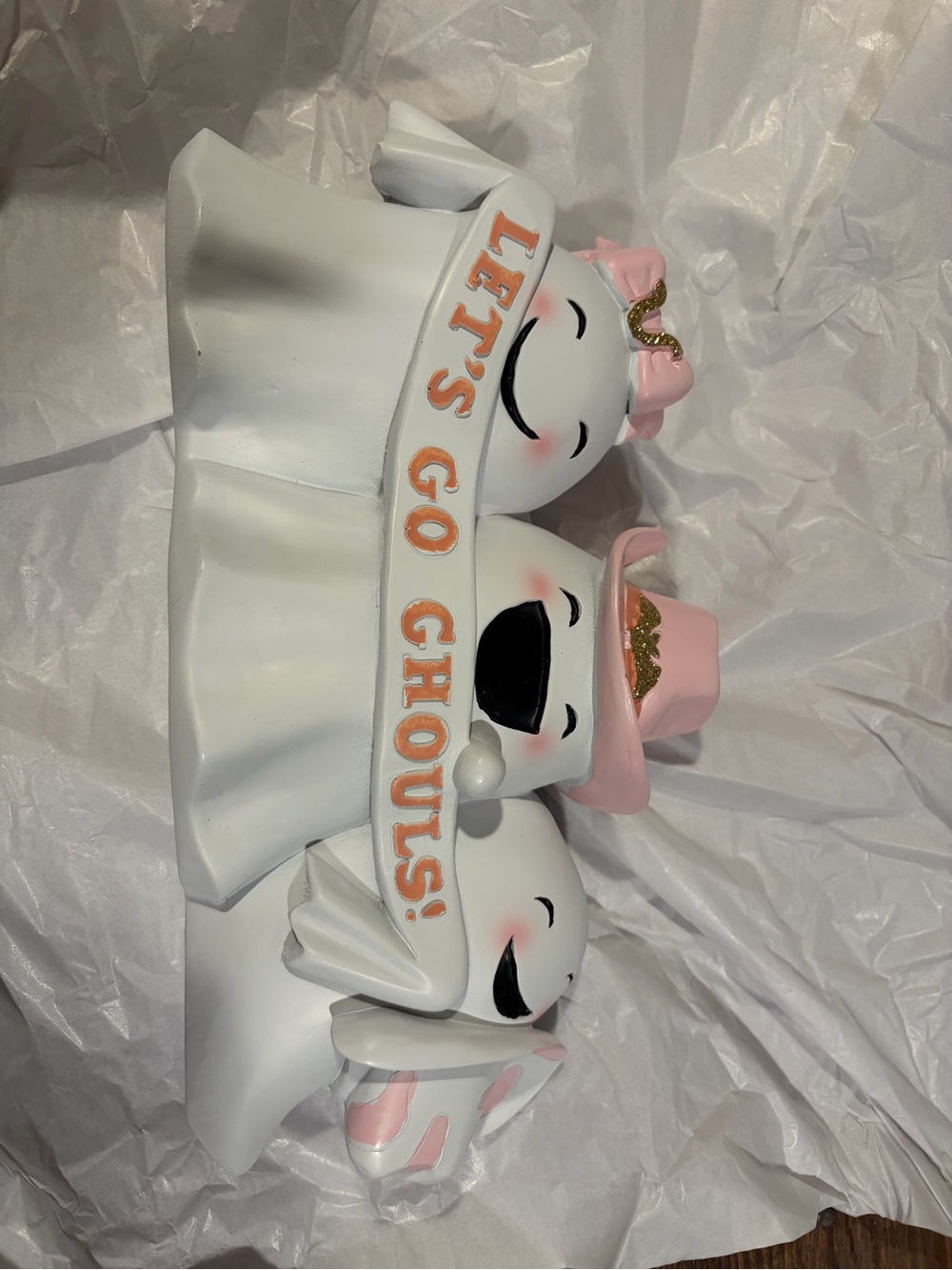 Pink & White Ghost Trio Figurine Banner Decor